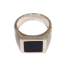 Bague Onyx Carré Argent 925 Ciselé Type Chevalière Taille 66