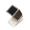 Bague Onyx Carré Argent 925 Ciselé Type Chevalière Taille 66