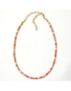 Collier Multipierres Nacre Multicolore Enfant Acier Plaqué Or 32 + 10 cm