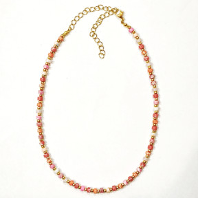 Collier Multipierres Nacre Multicolore Enfant Acier Plaqué Or 32 + 10 cm
