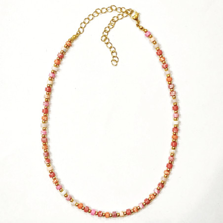Collier Multipierres Nacre Multicolore Enfant Acier Plaqué Or 32 + 10 cm