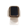 Bague Onyx Rectangulaire Argent 925 et Laiton Ciselé Type Chevalière Taille 63