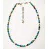 Collier Multipierres Nacre Multicolore Bleue pour Enfant avec Fermoir Acier 32 + 10 cm