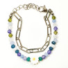 Bracelet Perles de Verre Enfant avec Pâquerette et Chaîne Acier 13 + 5 cm