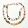 Bracelet Perles de Verre Enfant avec Pâquerette et Chaîne Acier 13 + 5 cm