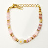 Bracelet Multipierres Nacre Enfant avec Pâquerette Acier Plaqué Or 13 + 5 cm