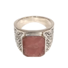 Bague Rhodochrosite Rectangulaire Argent 925 Ciselé Type Chevalière Taille 64