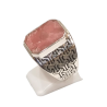 Bague Rhodochrosite Rectangulaire Argent 925 Ciselé Type Chevalière Taille 64