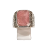 Bague Rhodochrosite Rectangulaire Argent 925 Ciselé Type Chevalière Taille 64