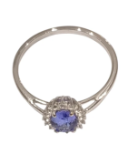 Bague Tanzanite Claire Ovale Facetté Zirconium Argent 925 Taille 59