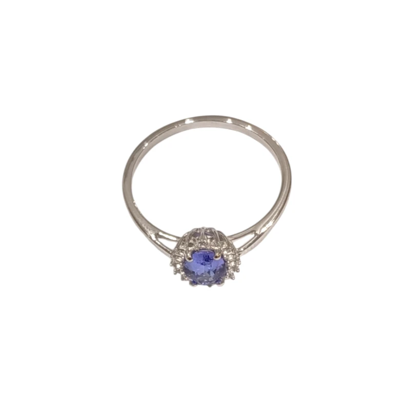 Bague Tanzanite Claire Ovale Facetté Zirconium Argent 925 Taille 59