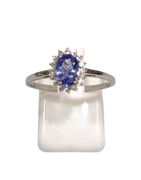 Bague Tanzanite Claire Ovale Facetté Zirconium Argent 925 Taille 59