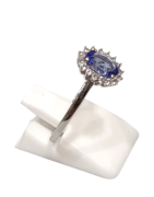 Bague Tanzanite Claire Ovale Facetté Zirconium Argent 925 Taille 59
