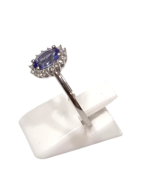 Bague Tanzanite Claire Ovale Facetté Zirconium Argent 925 Taille 59