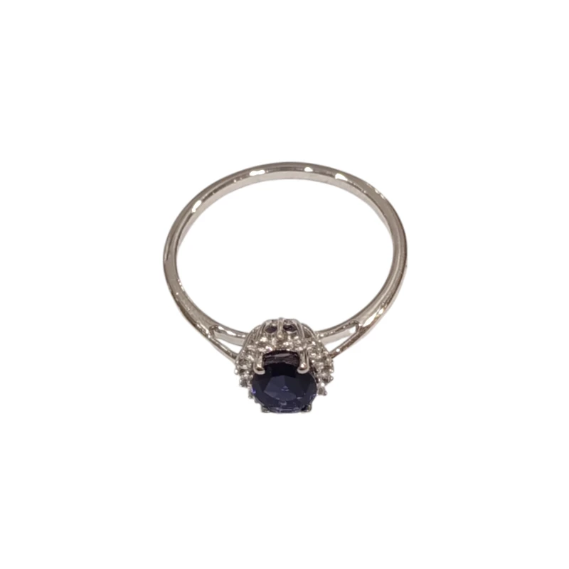 Bague Tanzanite Foncée Ovale Facetté Zirconium Argent 925 Taille 59