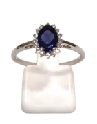 Bague Tanzanite Foncée Ovale Facetté Zirconium Argent 925 Taille 59