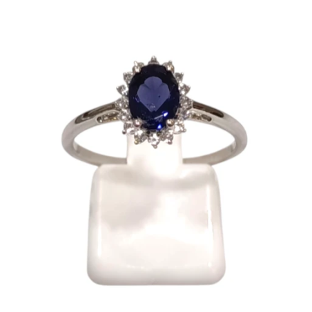 Bague Tanzanite Foncée Ovale Facetté Zirconium Argent 925 Taille 59
