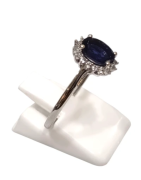 Bague Tanzanite Foncée Ovale Facetté Zirconium Argent 925 Taille 59