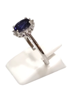 Bague Tanzanite Foncée Ovale Facetté Zirconium Argent 925 Taille 59