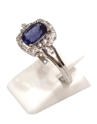 Bague Tanzanite Carré Facetté Zirconium Argent 925 Taille 60