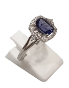 Bague Tanzanite Carré Facetté Zirconium Argent 925 Taille 60