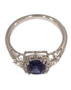 Bague Tanzanite Carré Facetté Zirconium Argent 925 Taille 60