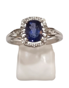 Bague Tanzanite Carré Facetté Zirconium Argent 925 Taille 60