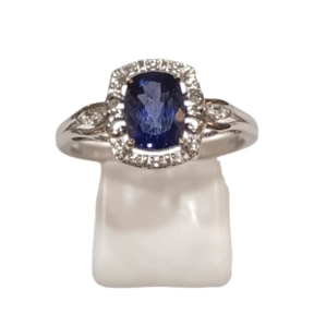 Bague Tanzanite Carré Facetté Zirconium Argent 925 Taille 60