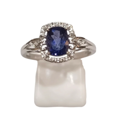 Bague Tanzanite Carré Facetté Zirconium Argent 925 Taille 60