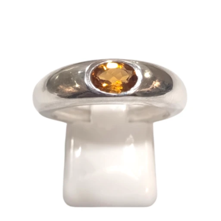 Bague Citrine Ovale Facetté Argent 925 Taille 61