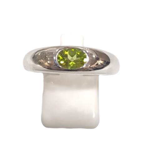 Bague Péridot Ovale Facettée Argent 925 Taille 61