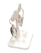 Boucles Obsidienne Œil Céleste Ovale Argent 925