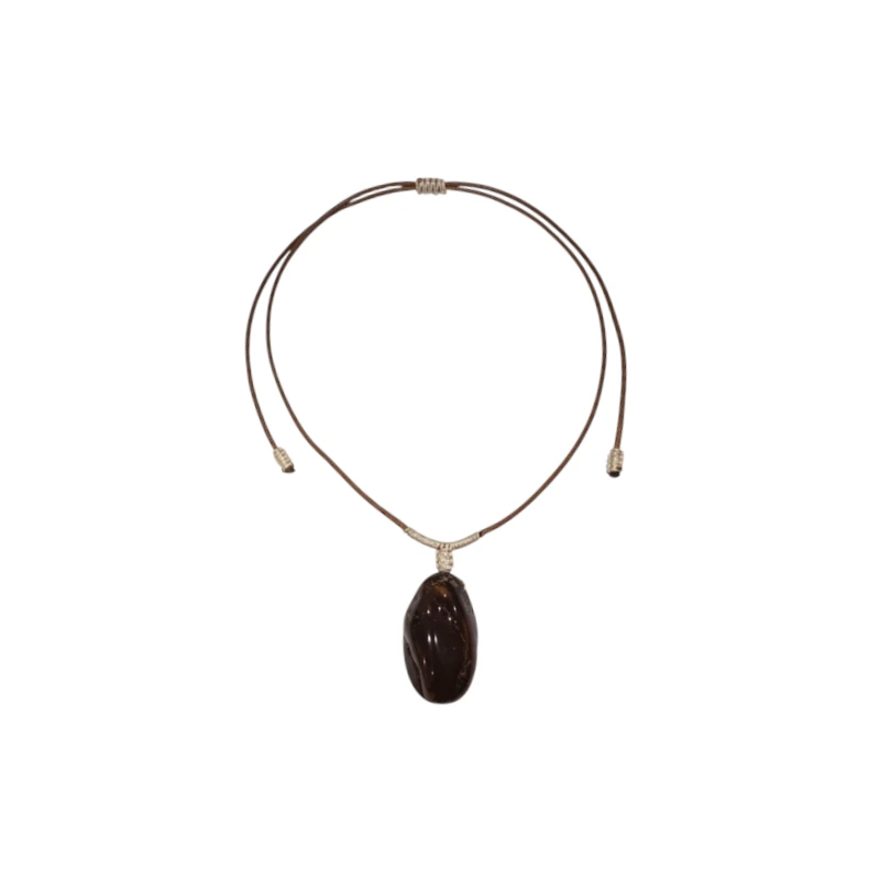 Pendentif Ambre de la Baltique Baroque sur Cordon Réglable