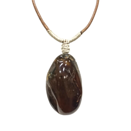 Pendentif Ambre de la Baltique Baroque sur Cordon Réglable