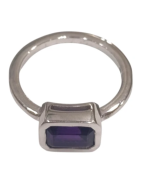 Bague Améthyste Rectangulaire Facettée Argent 925 Taille 57