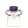 Bague Améthyste Rectangulaire Facettée Argent 925 Taille 57