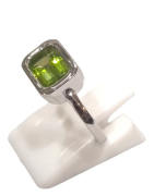 Bague Péridot Rectangulaire Facetté Argent 925 Taille 53