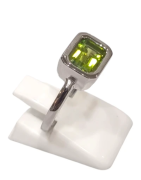 Bague Péridot Rectangulaire Facetté Argent 925 Taille 53