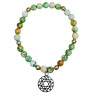 Bracelet Turquoise A+ du Népal avec Inserts Billes d'Acier et Chakra Cœur Pierres Rondes 6mm