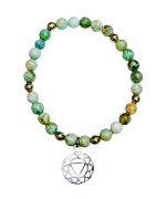 Bracelet Turquoise A+ du Népal avec Inserts Billes d'Acier et Chakra Gorge Pierres Rondes 6mm