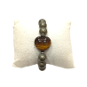 Bracelet Pyrite et Œil de Tigre Cœur avec Insert Acier Perles Rondes 10mm