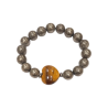 Bracelet Pyrite et Œil de Tigre Cœur avec Insert Acier Perles Rondes 10mm