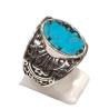 Bague Turquoise de Californie Ovale Argent 925 Ciselé Type Chevalière Taille 61