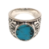 Bague Turquoise de Californie Ovale Argent 925 Ciselé Type Chevalière Taille 61