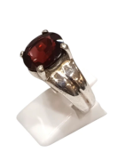 Bague Grenat Rouge Ovale Facetté Argent 925 Taille 61+
