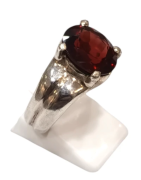 Bague Grenat Rouge Ovale Facetté Argent 925 Taille 61+