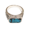 Bague Turquoise de Californie Rectangulaire Argent 925 Ciselé Type Chevalière Taille 61