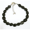 Bracelet Obsdienne Argentée Forme Olive avec Fermoir 17 + 7 cm