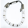 Bracelet Howlite Disques de Pierre et Inserts Acier Réglable