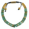 Bracelet Aventurine Verte Disques de Pierre et Inserts Acier Doré Réglable